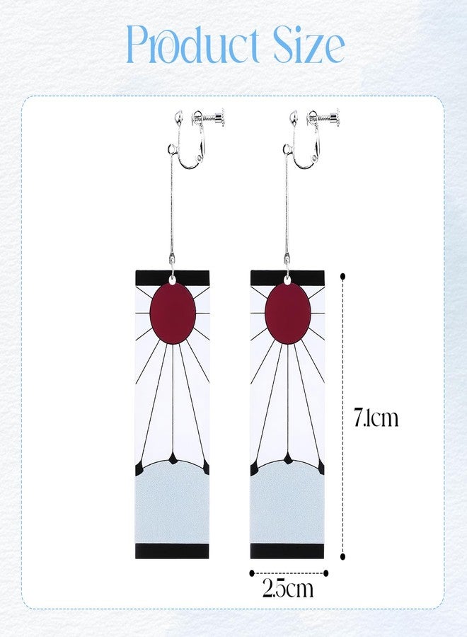 TecoKart® Anime Protagonist Earrings - Hanafuda Style Spiral Clip-On Earrings Inspired by Demon Slayer Series, Lightweight Acrylic Anime Cosplay Jewelry for Boys & Girls, Unique Gift Accessory - Image 2